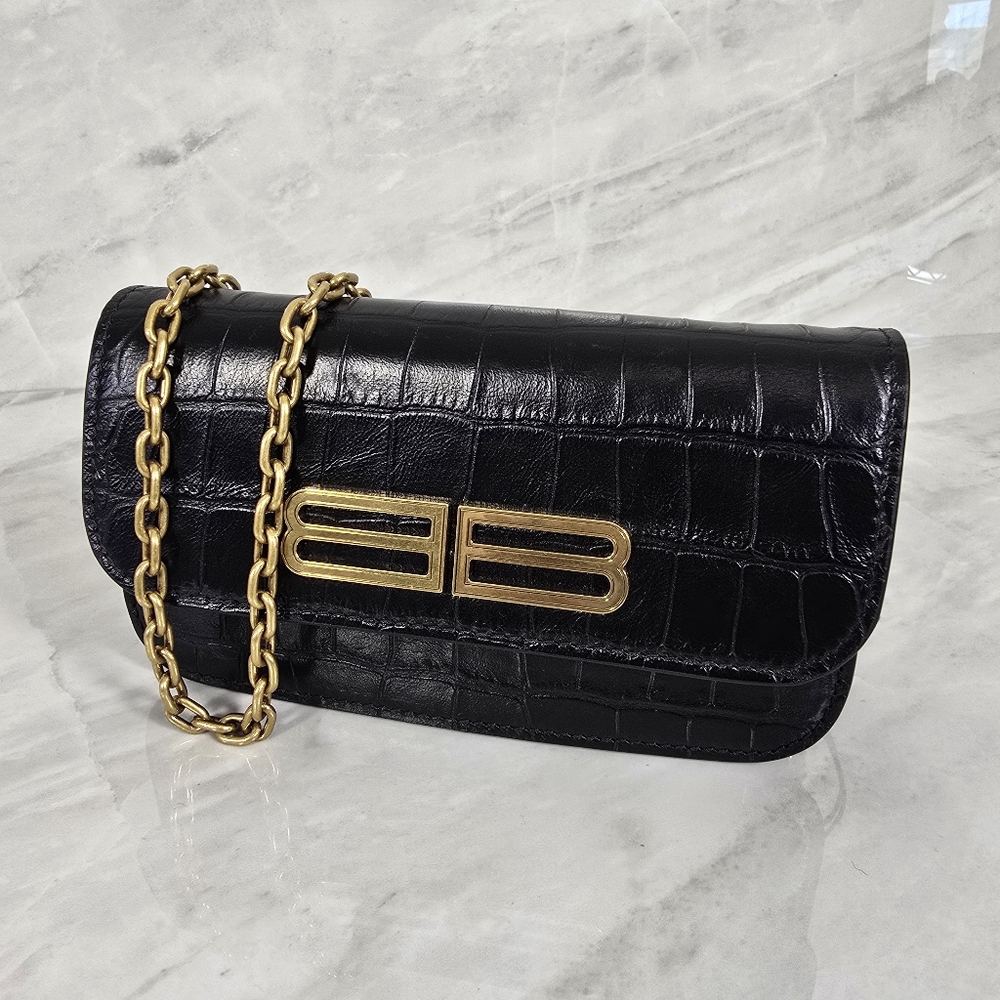 Balenciaga XS Gossip Croc Embossed Crossbody Bag - Picture 4 of 11